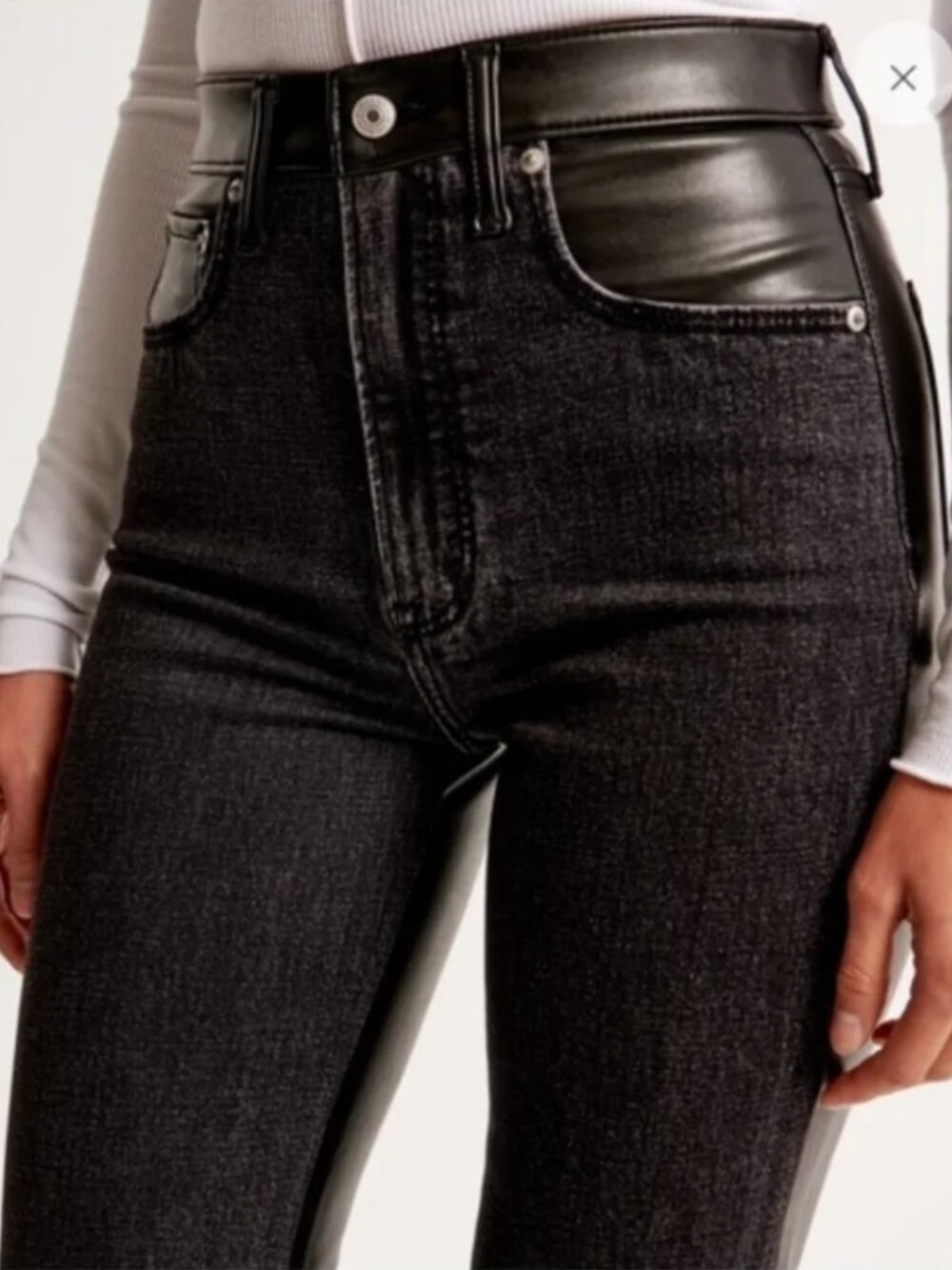 Abercrombie & Fitch Ankle Straight Ultra High Rise Jeans Black Vegan
